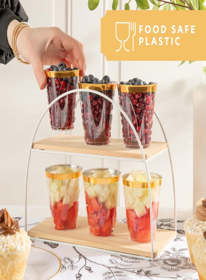 PLASTICPRO أكواب بلاستيكية شفافة كريستالية للاستخدام مرة واحدة من PLASTICPRO، سعة 7 أونصات، بحافة ذهبية، مثالية للحفلات وحفلات الزفاف، عبوة من 50 كوبًا - Image 4